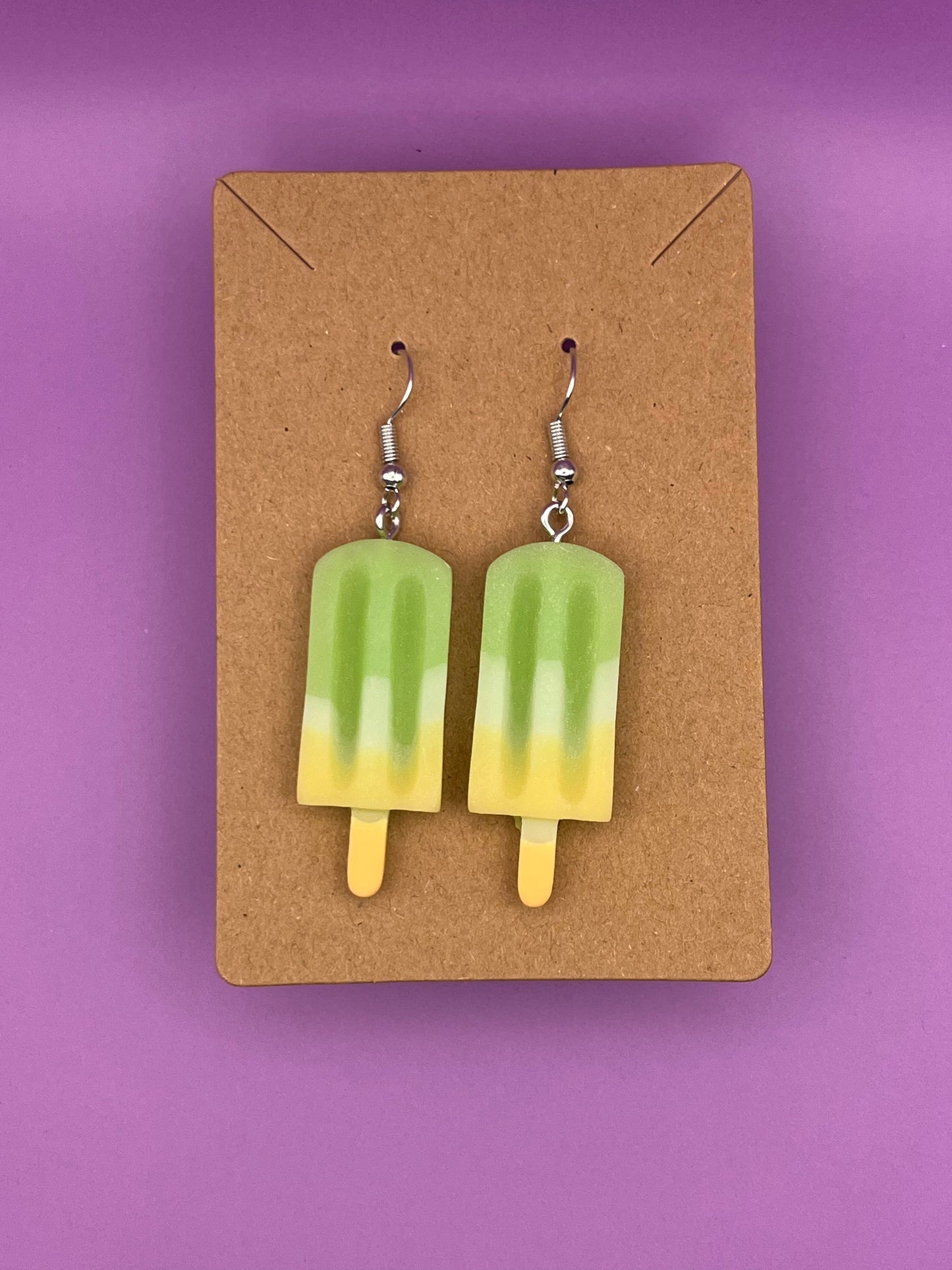 Popsicle Ice Cream Earrings - Green-Yellow