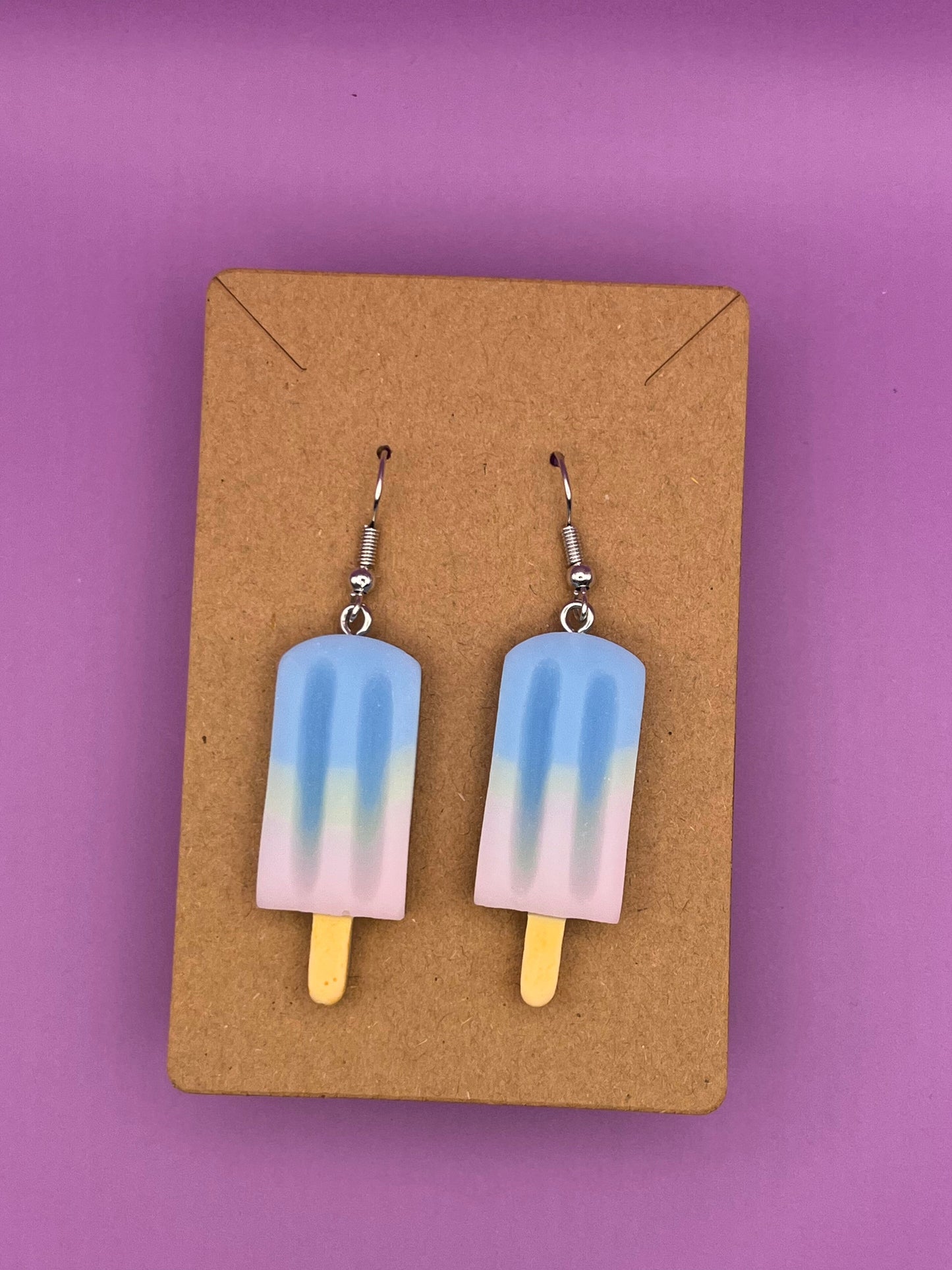 Popsicle Ice Cream Earrings - Blue-Pink